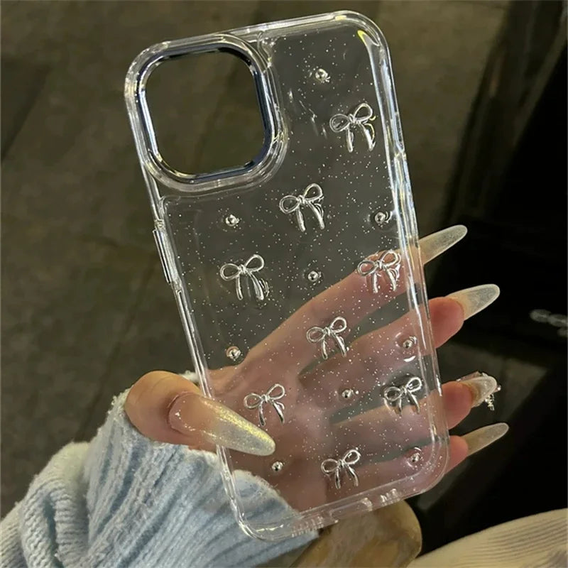 3D Silver Bow Girl Case