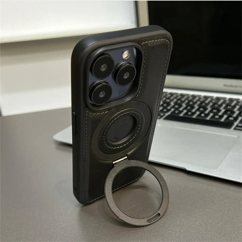 Magnetic Leather Logo Case