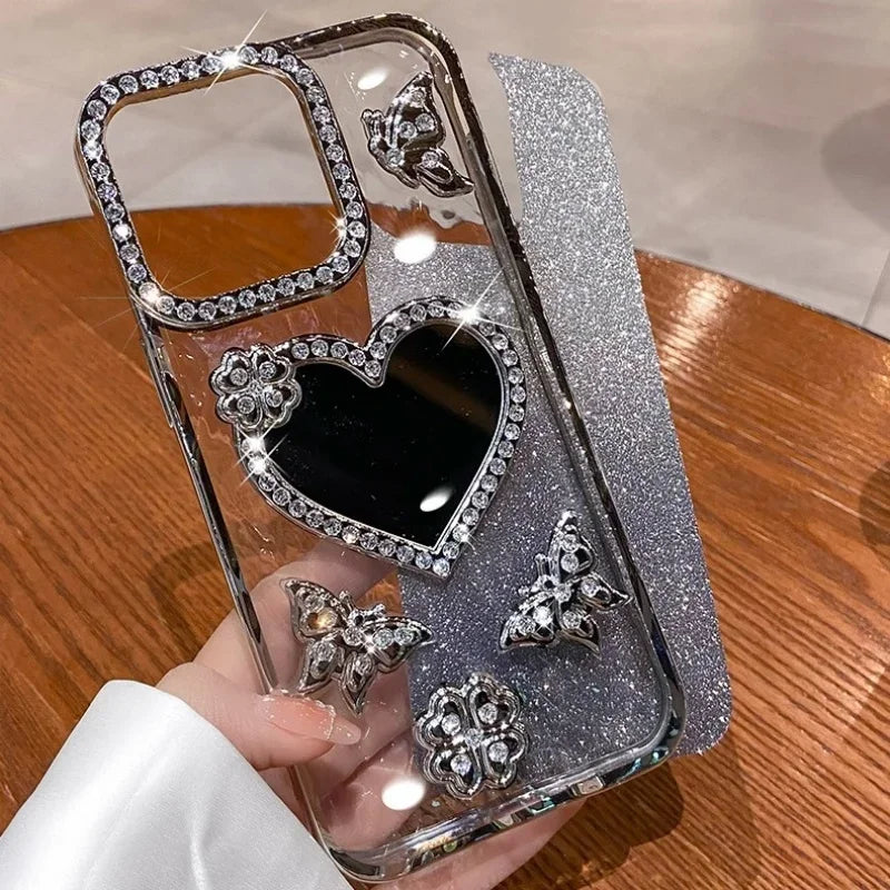Heart Mirror Glitter Case