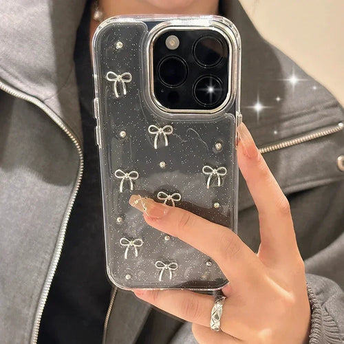 3D Silver Bow Girl Case