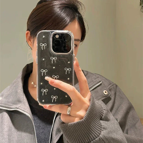 3D Silver Bow Girl Case