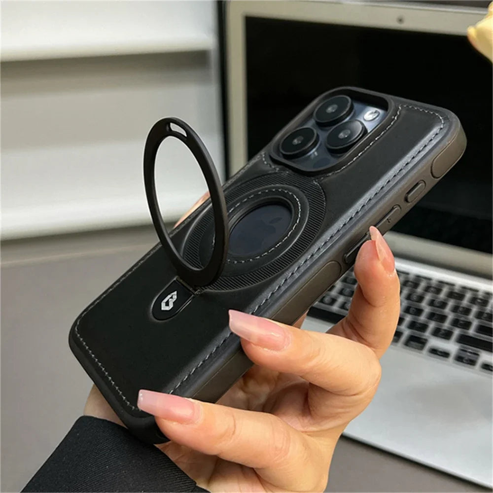 Magnetic Leather Logo Case