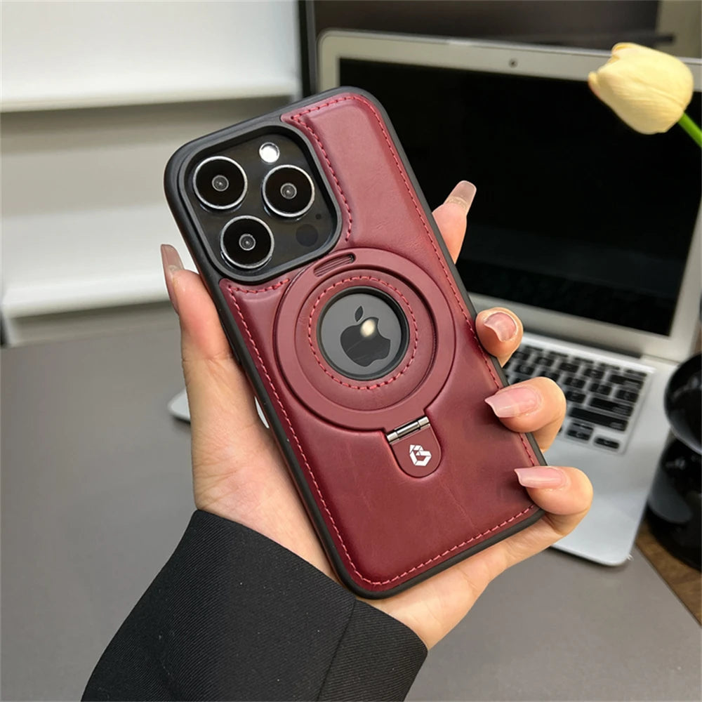 Magnetic Leather Logo Case