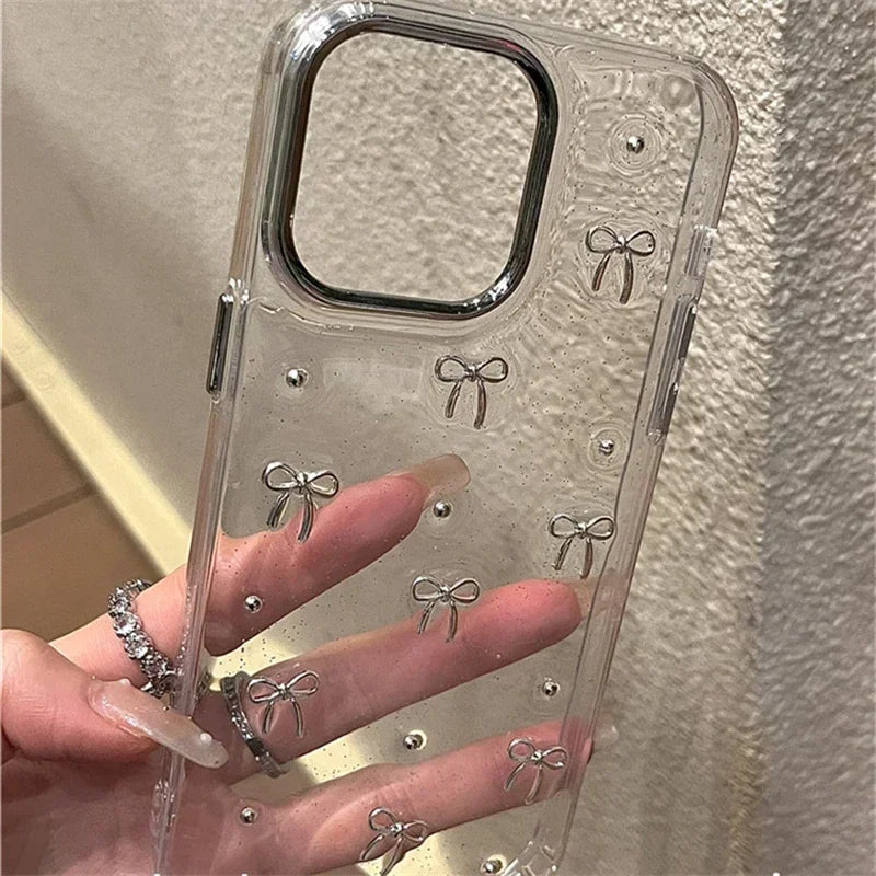 3D Silver Bow Girl Case