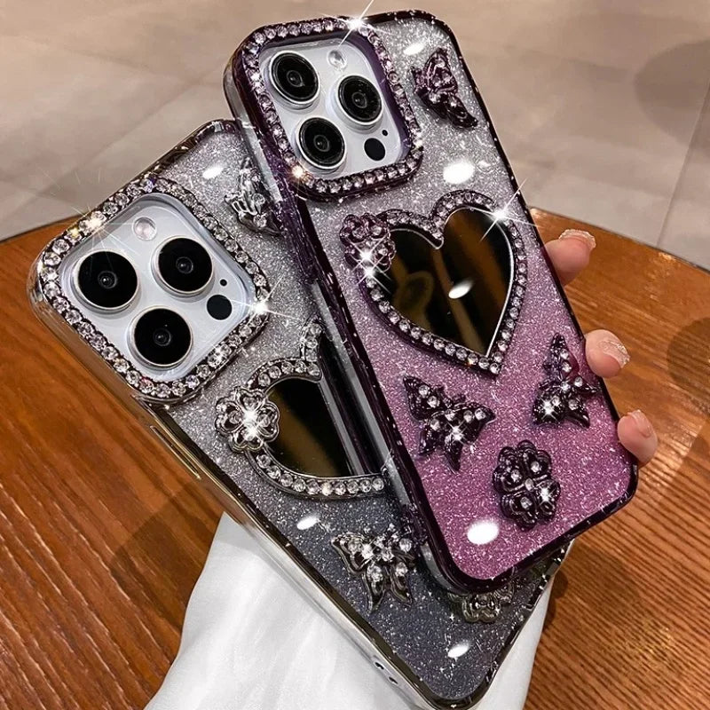 Heart Mirror Glitter Case