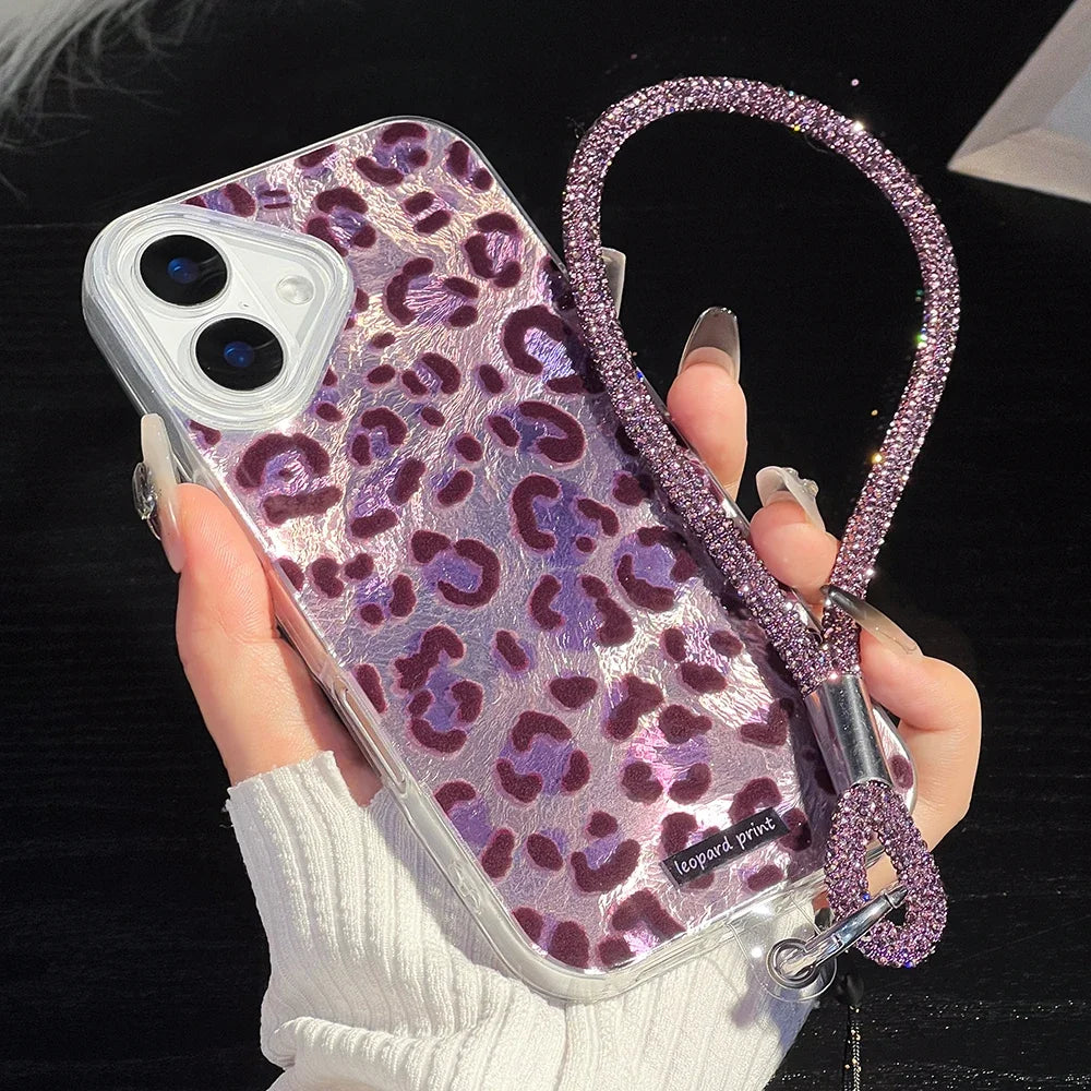 Purple Leopard Glitter Band Case