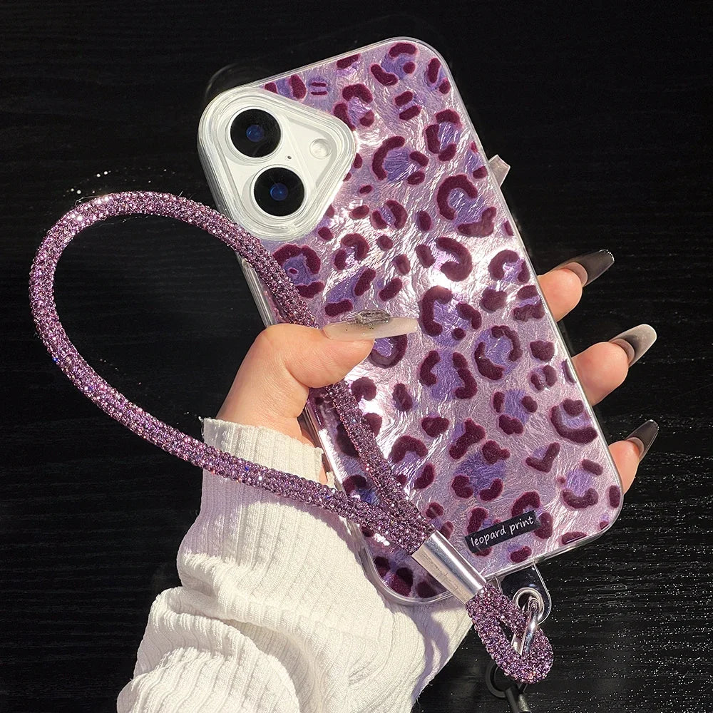 Purple Leopard Glitter Band Case