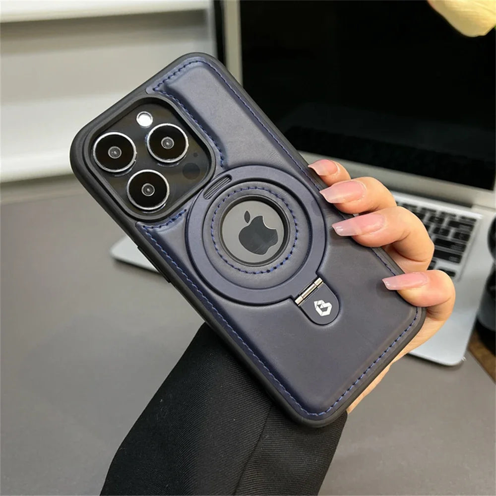 Magnetic Leather Logo Case