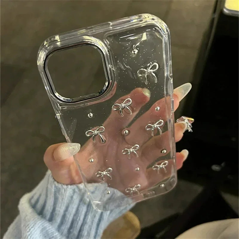 3D Silver Bow Girl Case