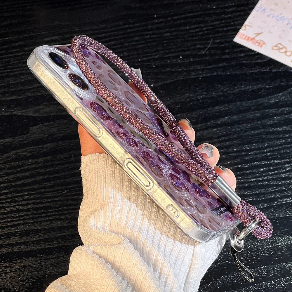 Purple Leopard Glitter Band Case
