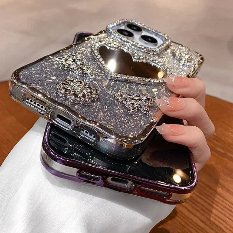 Heart Mirror Glitter Case