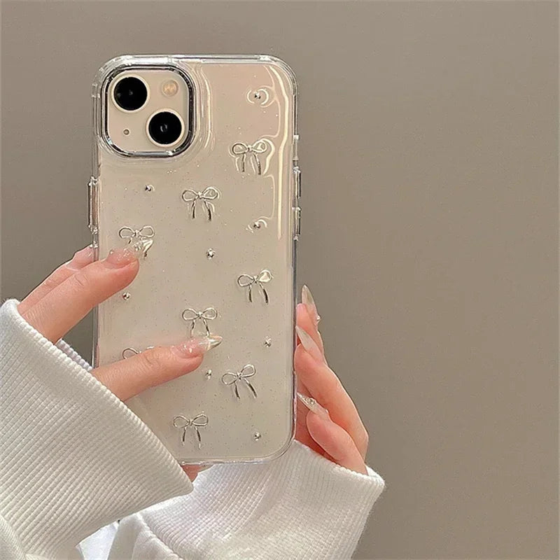 3D Silver Bow Girl Case