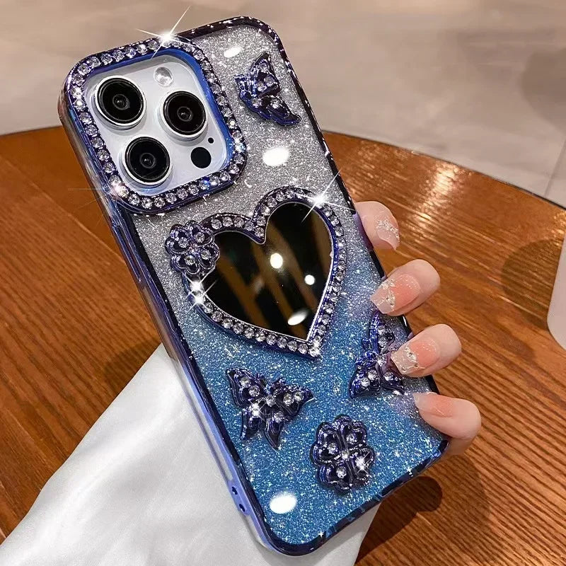 Heart Mirror Glitter Case
