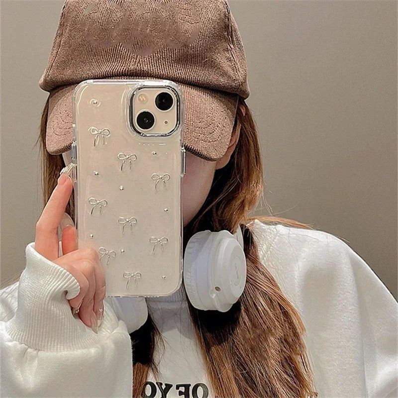 3D Silver Bow Girl Case