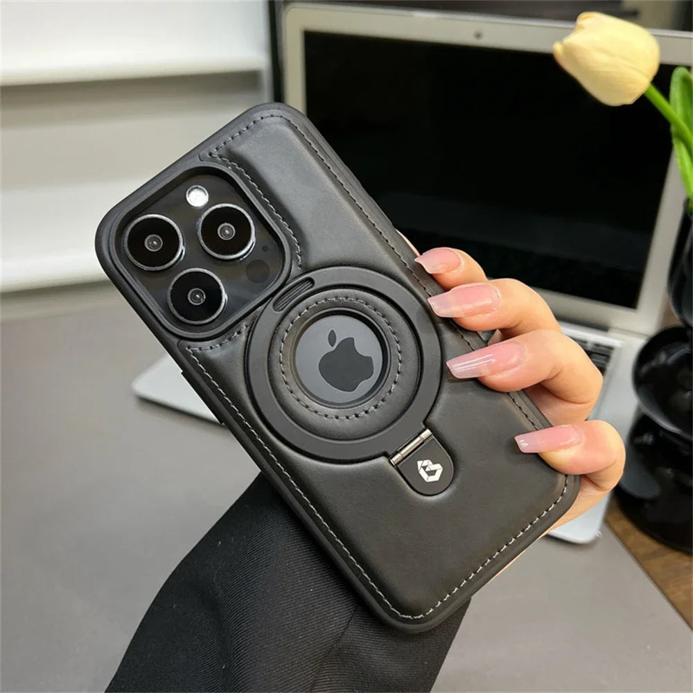 Magnetic Leather Logo Case