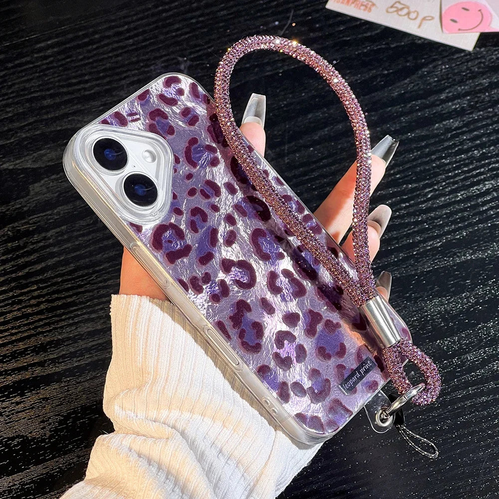 Purple Leopard Glitter Band Case