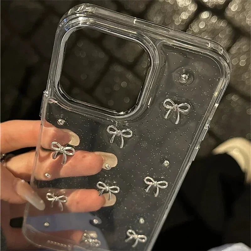 3D Silver Bow Girl Case