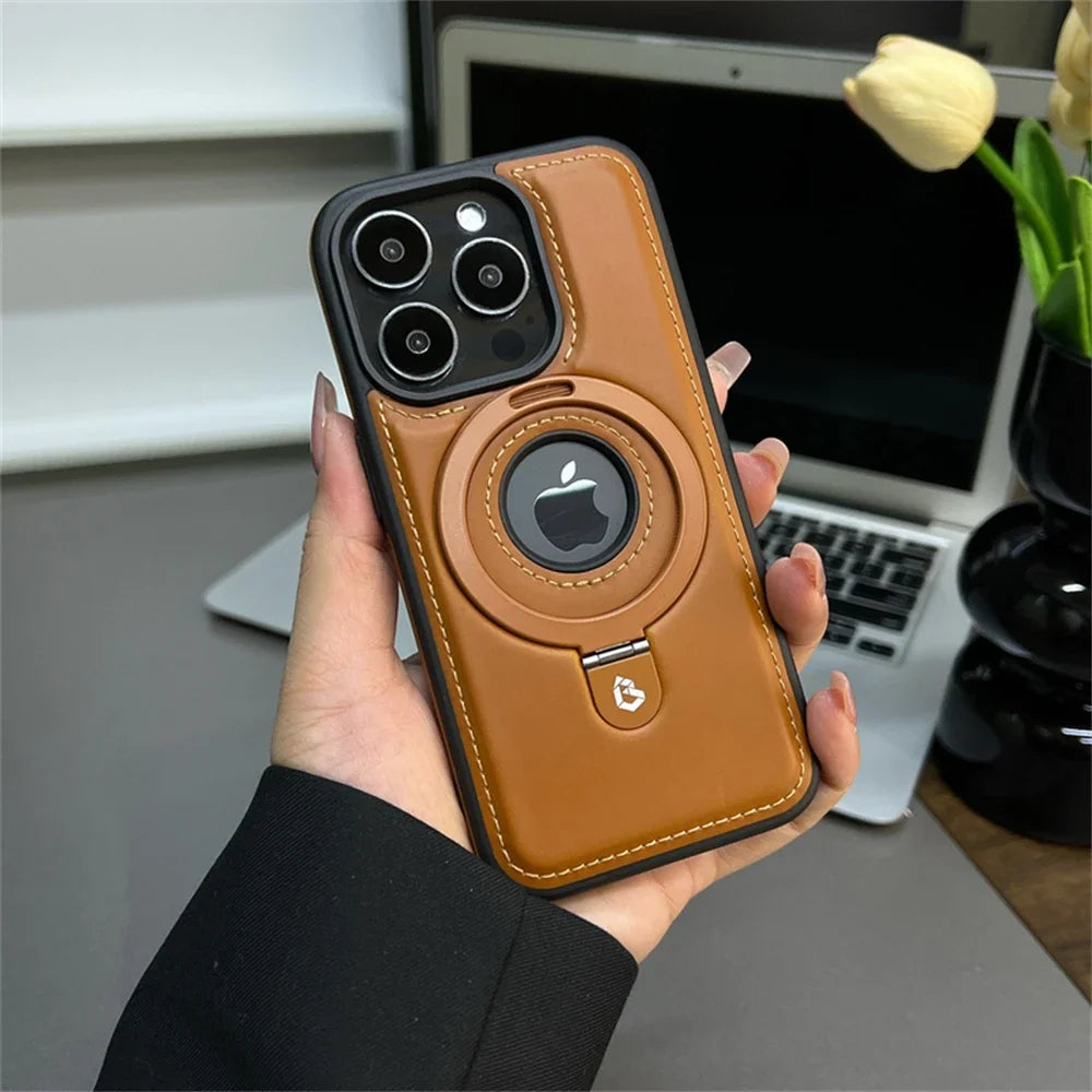 Magnetic Leather Logo Case